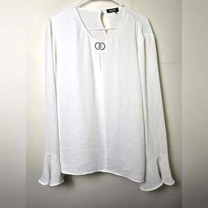 Women's DKNY Bell Sleeve Chiffon Blouse, Size Large